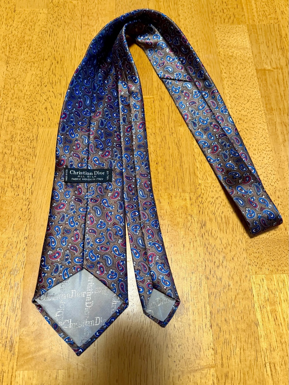 Dior Paisley Silk Tie in Blue and Burgundy